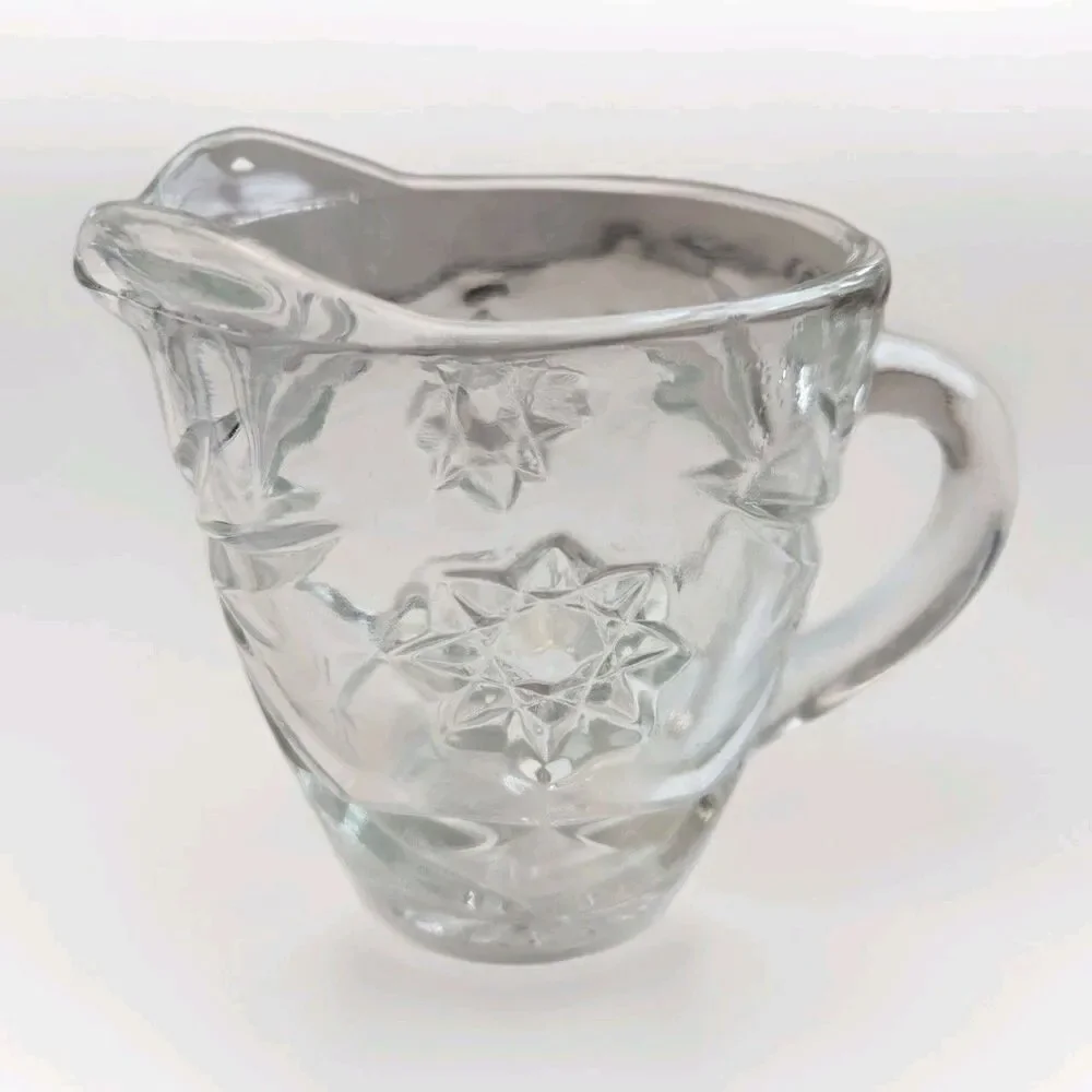 Anchor Hocking EAPC Star of David Creamer, Sugar Bowl w Lid, Relish Dish VTG